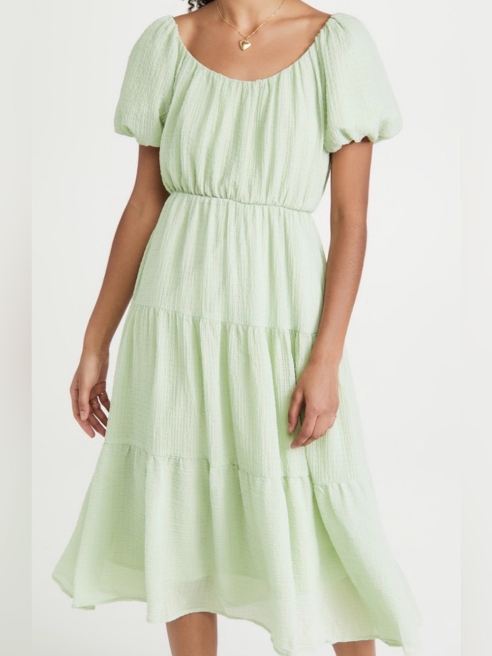 ASTR the label Mint Green Dress with Puff Sleeves